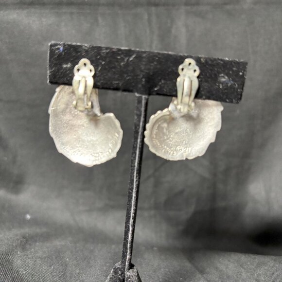 Pewter Maurice Milleur Nautilus Shell Earrings. Free Shipping. - Picture 2 of 2